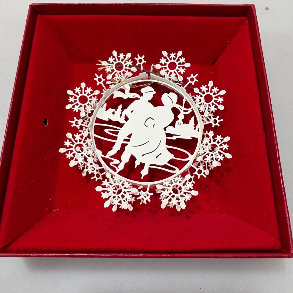 Marshall Fields White Lace 3" Victorian Skater Christmas Ornament 15159